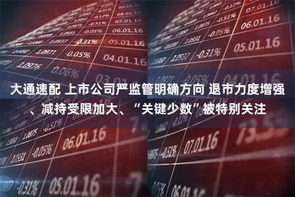 大通速配 上市公司严监管明确方向 退市力度增强、减持受限加大、“关键少数”被特别关注